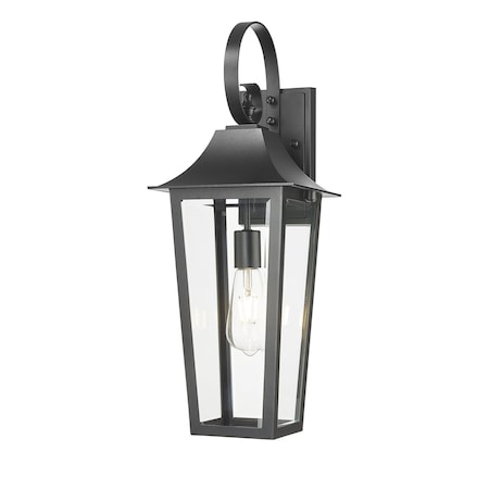 Z-Lite Gannon 1 Light Outdoor Wall Light, 8in. W x 22.25in. H, Black 5008M-BK